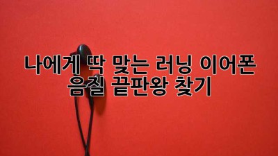 나에게 딱 맞는 러닝 이어폰? 음질 끝판왕 찾기!